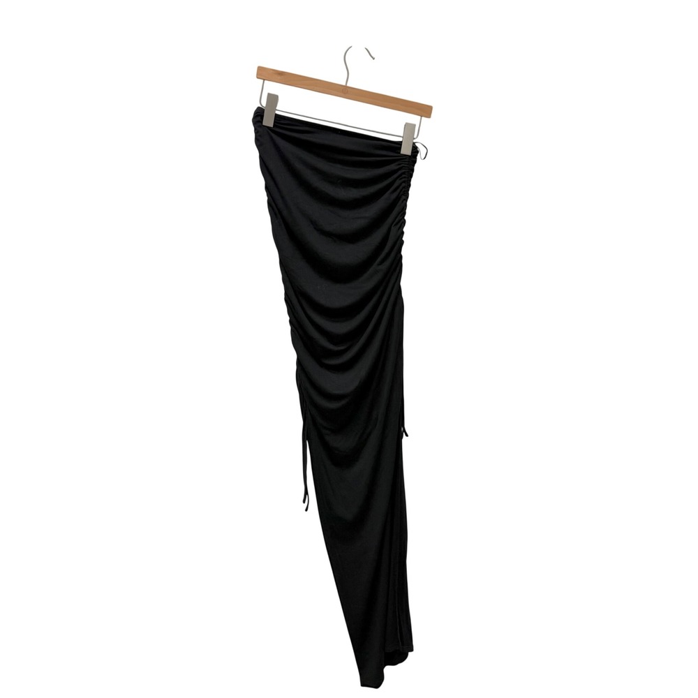 Superdown Black Ruched‎ Side Slit Maxi Skirt Size Small - Picture 8 of 8